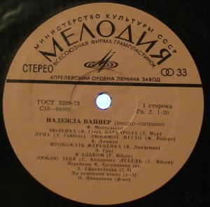Надежда Вайнер - Надежда Вайнер - Меццо-Сопрано (1974)