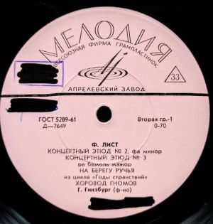 Ф. Лист / Ф. Шуберт / Григорий Гинзбург - Концертный Этюд № 2, № 3 / На Берегу Ручья / Хоровод Гномов