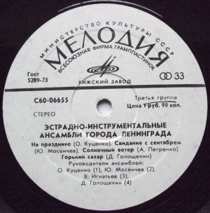 Various - Эстрадно-Инструментальные Ансамбли Города Ленинграда (1976)